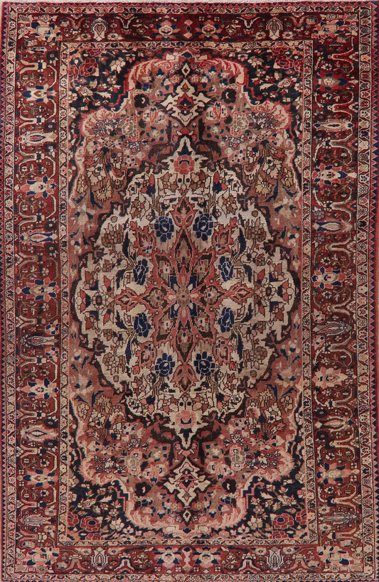 Ivory Floral Bakhtiari Persian Area Rug 7x11