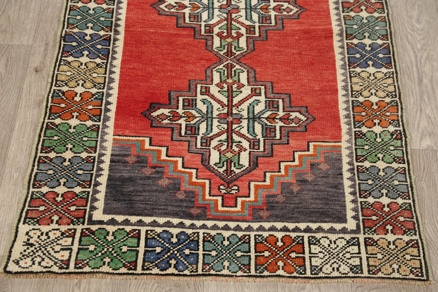 Geometric Red Anatolian Turkish Area Rug 3x4