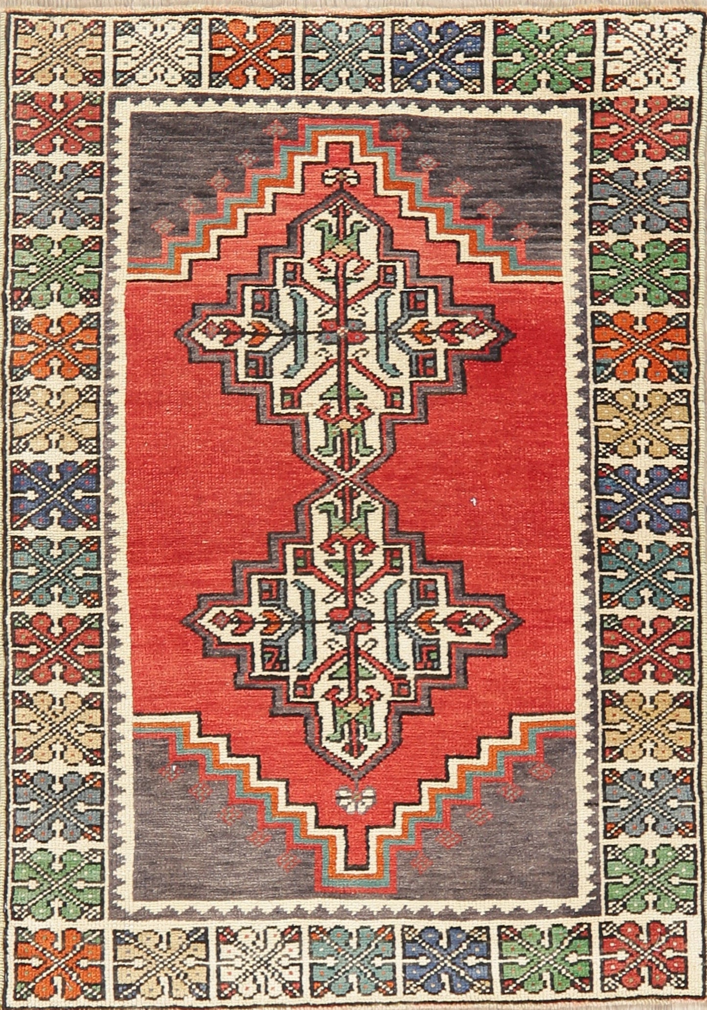 Geometric Red Anatolian Turkish Area Rug 3x4