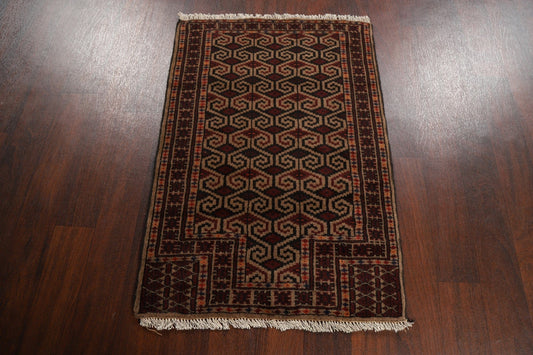 Brown Geometric Balouch Oriental Area Rug 3x4