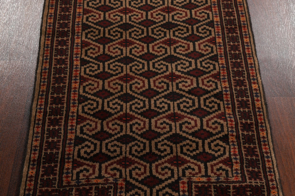 Brown Geometric Balouch Oriental Area Rug 3x4