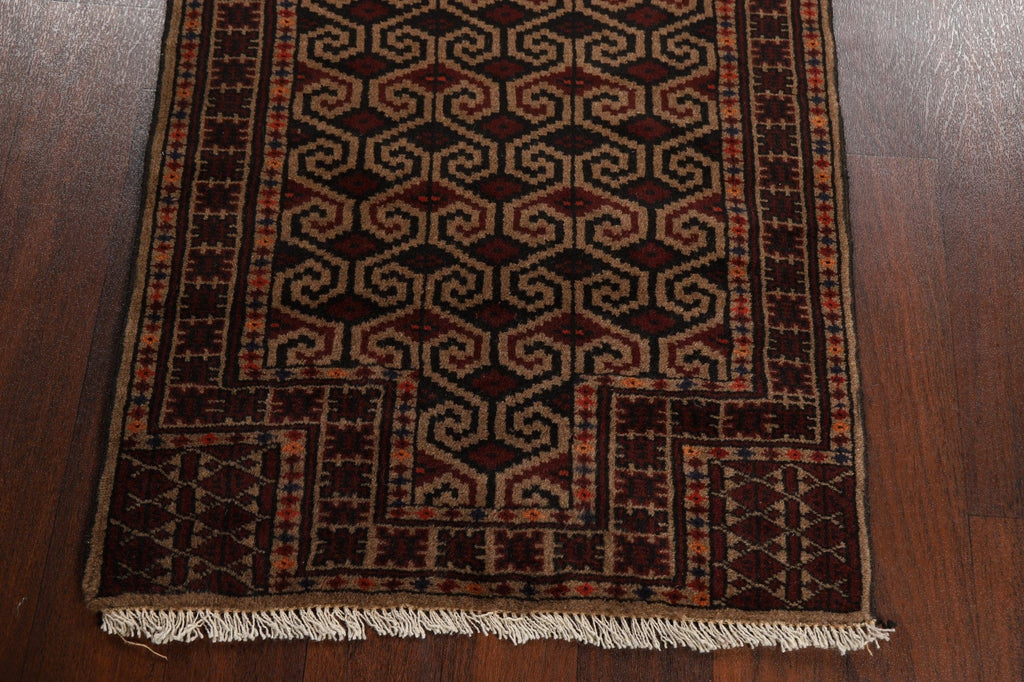 Brown Geometric Balouch Oriental Area Rug 3x4