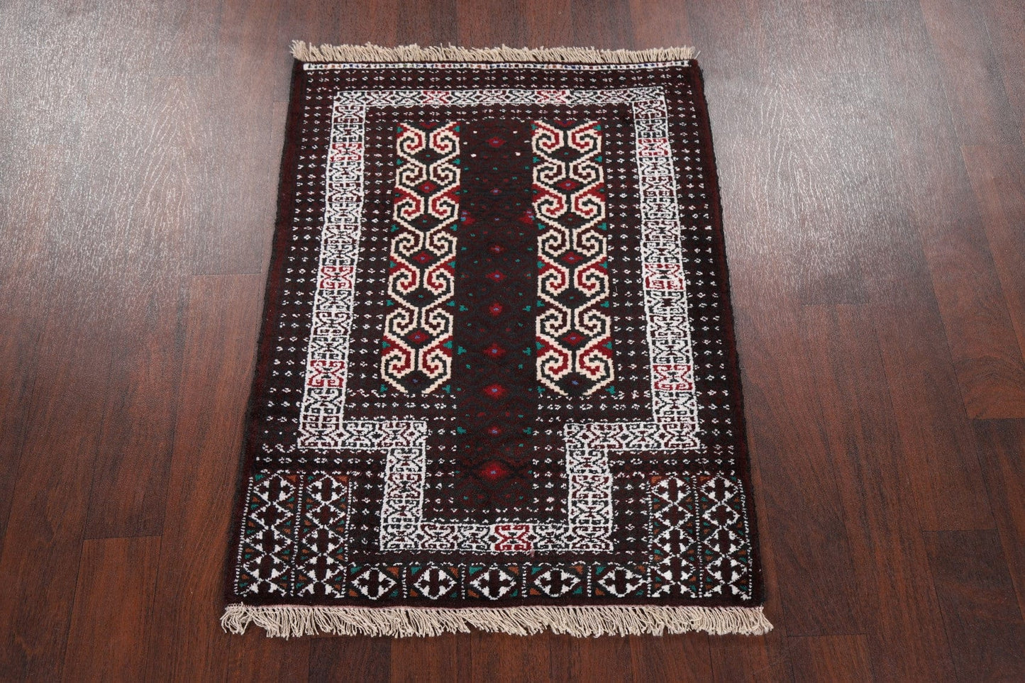 Geometric Red Balouch Oriental Area Rug 3x4