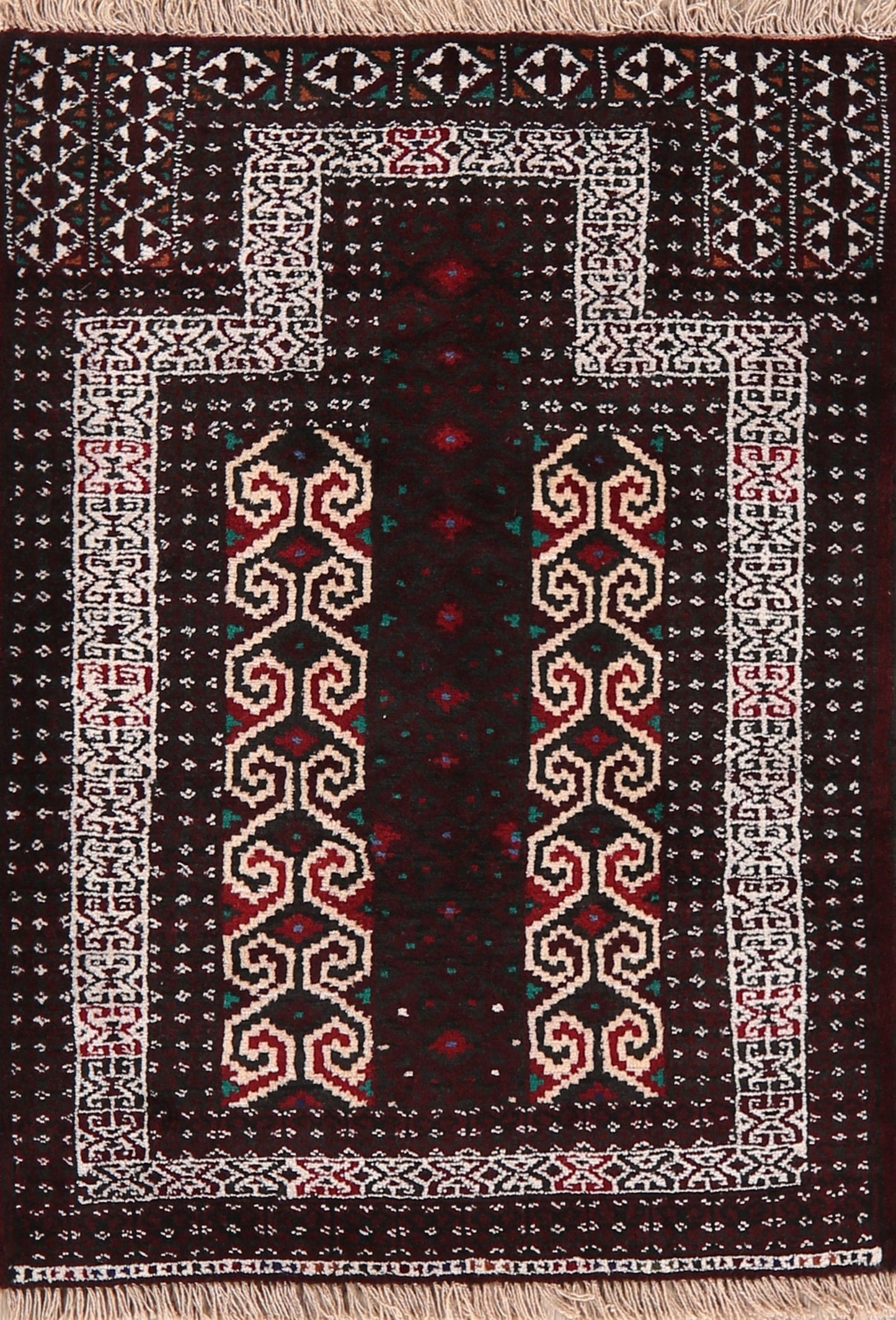 Geometric Red Balouch Oriental Area Rug 3x4