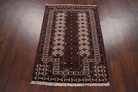 Geometric Red Balouch Oriental Area Rug 3x4