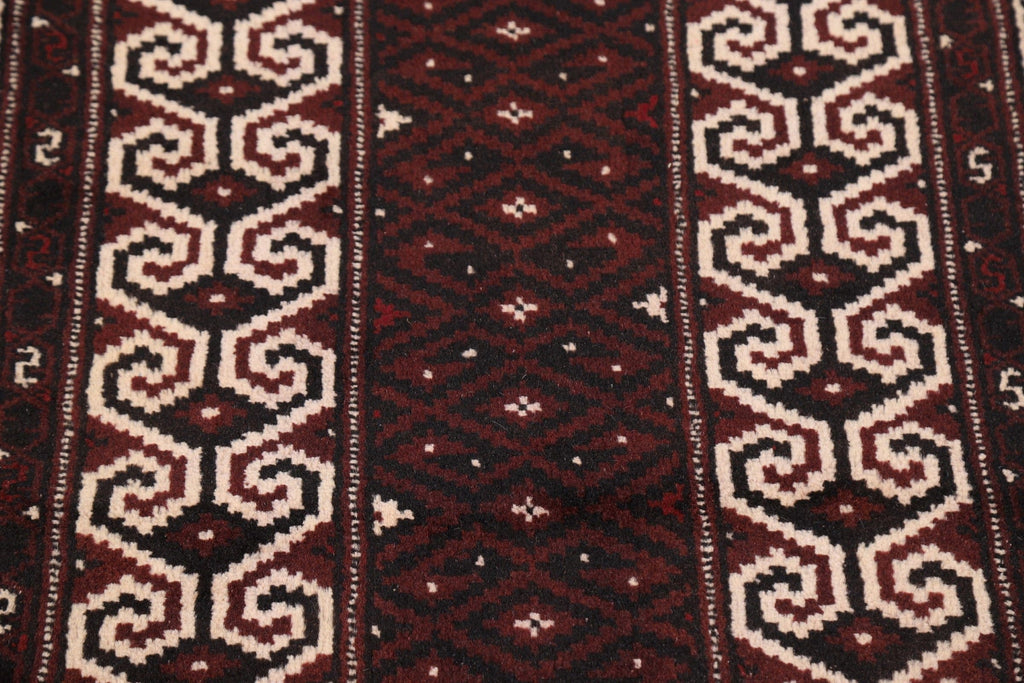 Geometric Red Balouch Oriental Area Rug 3x4