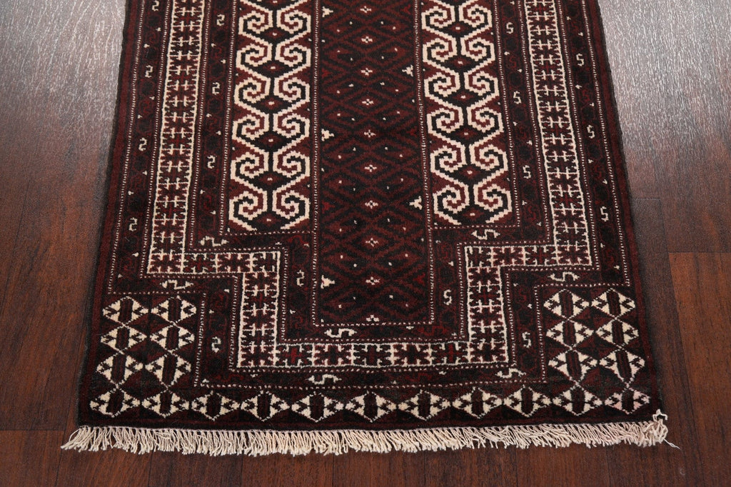 Geometric Red Balouch Oriental Area Rug 3x4