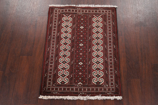 Geometric Red Balouch Oriental Area Rug 3x4