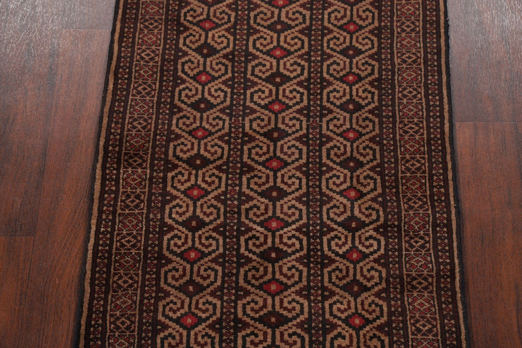 Brown Geometric Balouch Oriental Area Rug 3x4