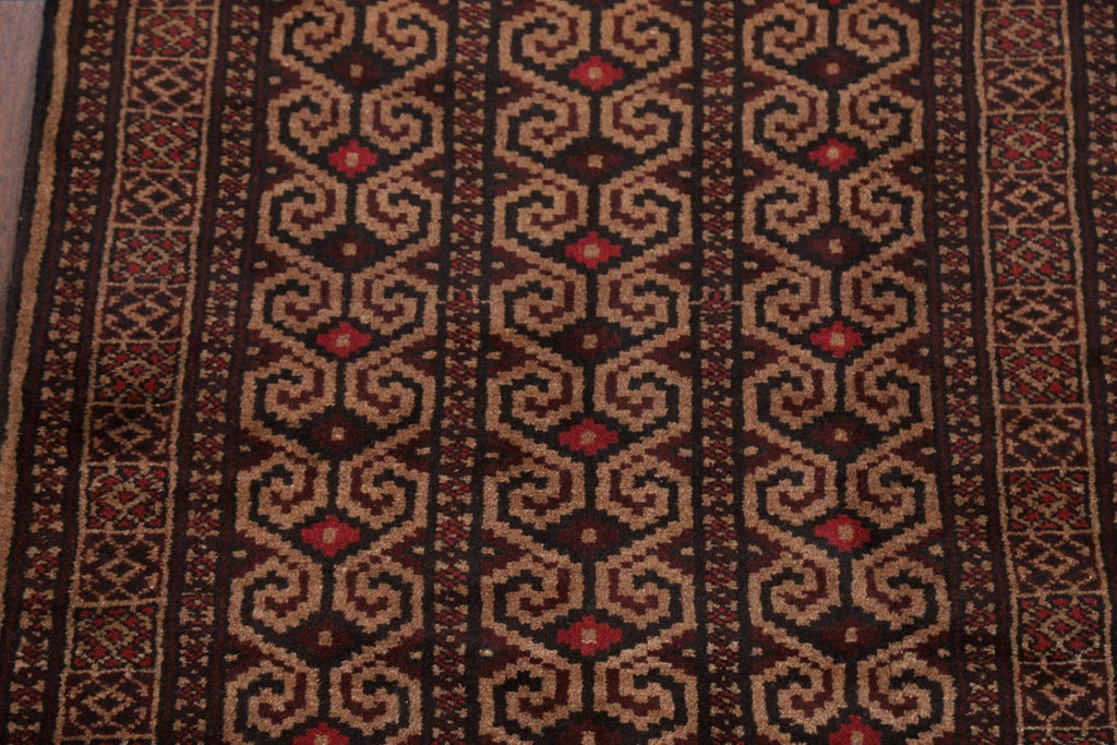 Brown Geometric Balouch Oriental Area Rug 3x4