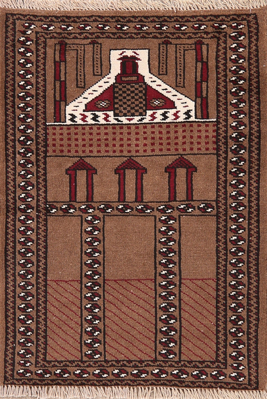 Pictorial Balouch Prayer Oriental Area Rug 3x4