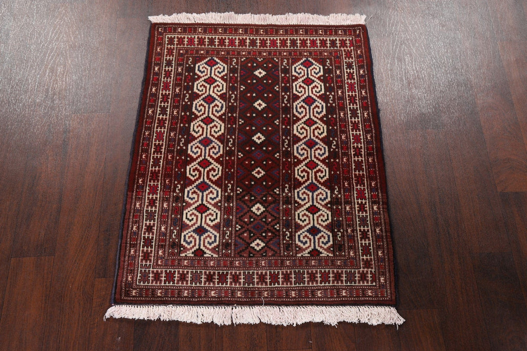 Geometric Red Balouch Oriental Area Rug 3x4