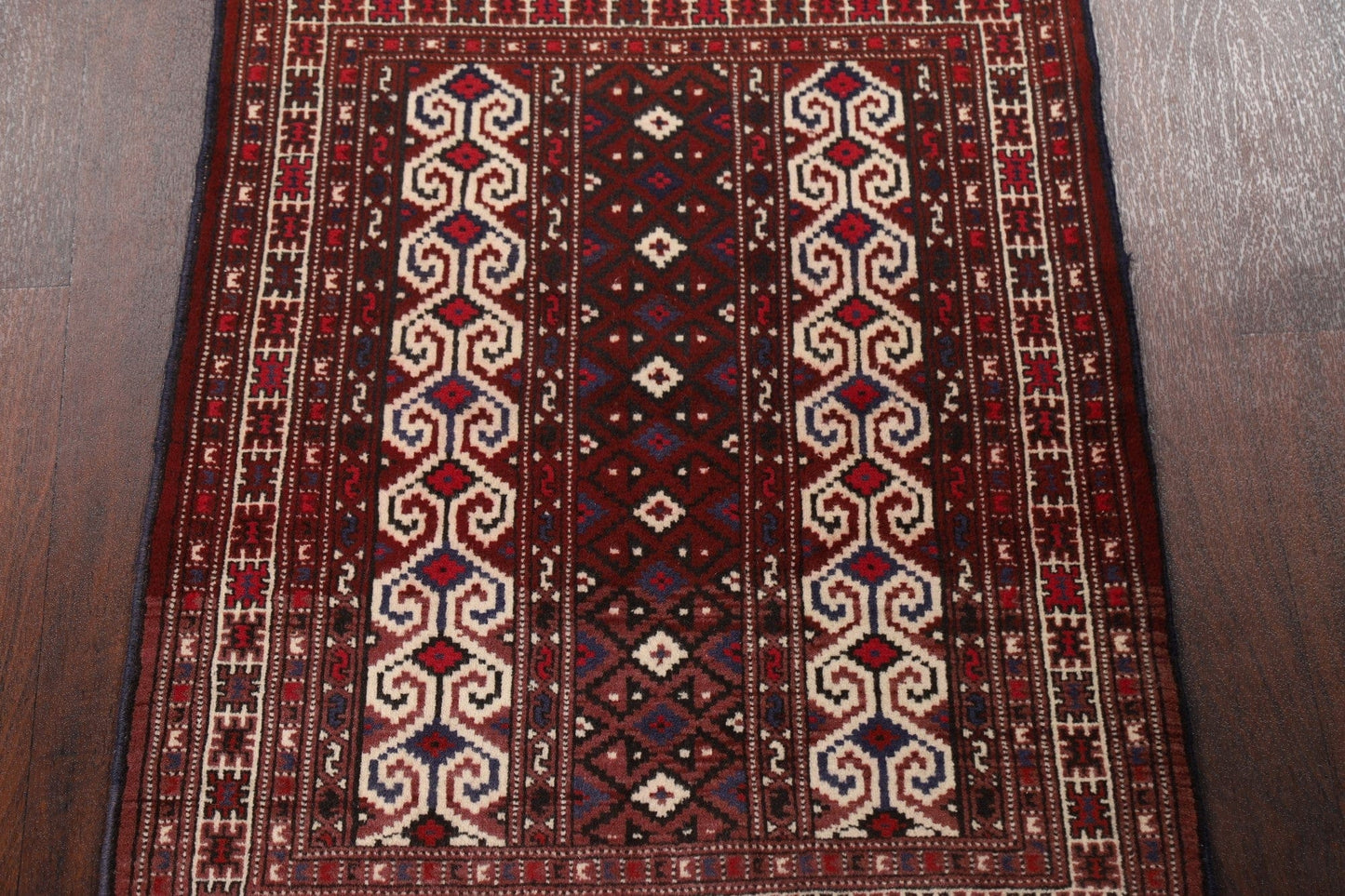 Geometric Red Balouch Oriental Area Rug 3x4