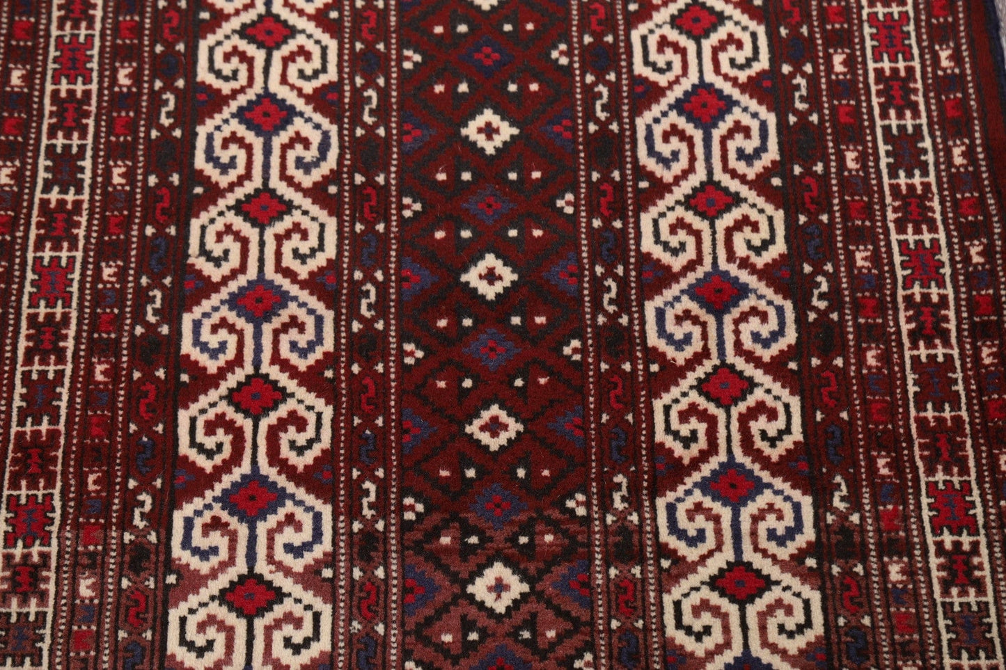 Geometric Red Balouch Oriental Area Rug 3x4