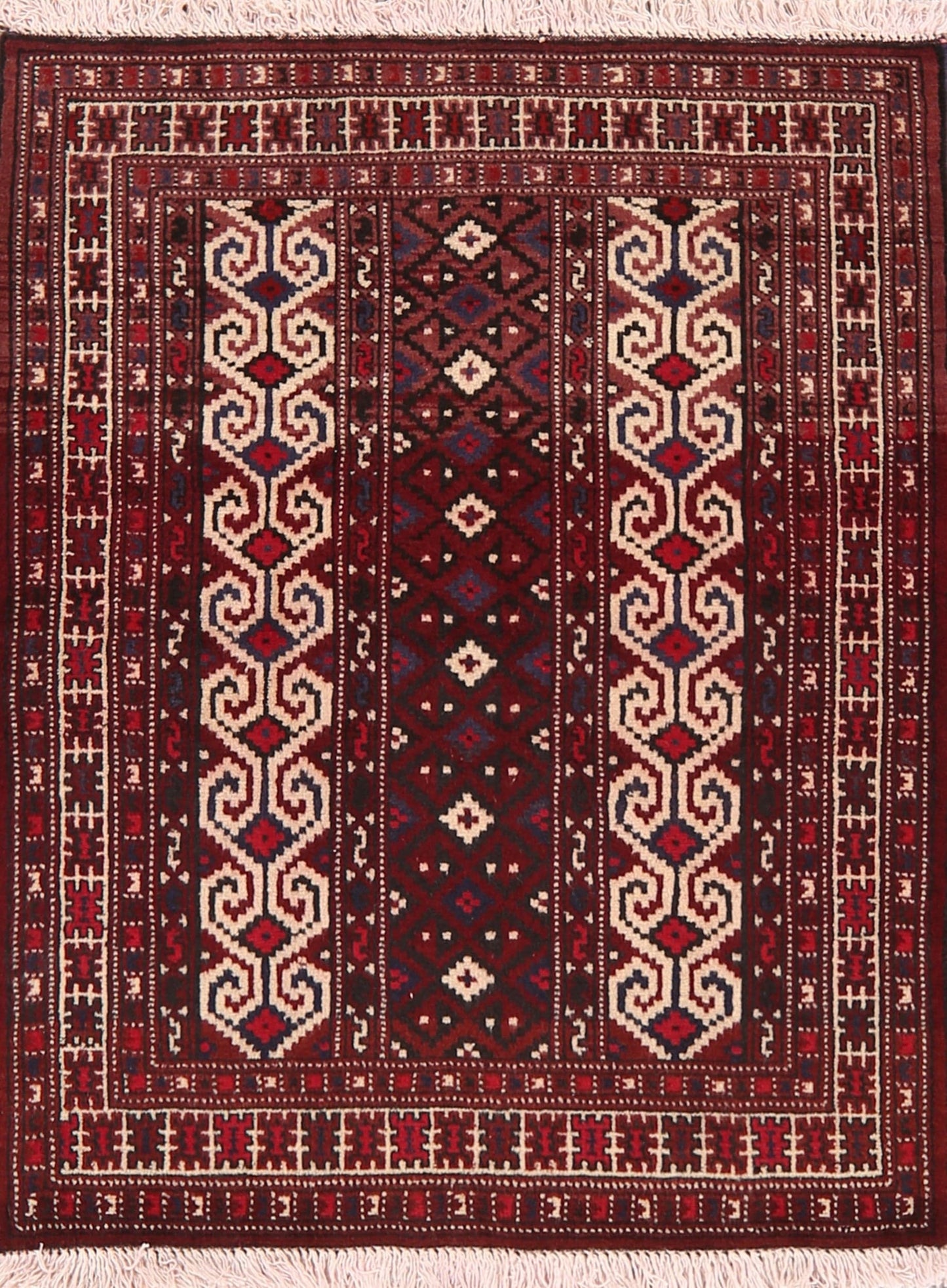 Geometric Red Balouch Oriental Area Rug 3x4