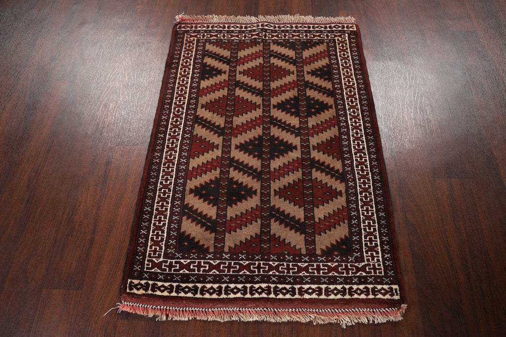 Brown Geometric Balouch Oriental Area Rug 3x4