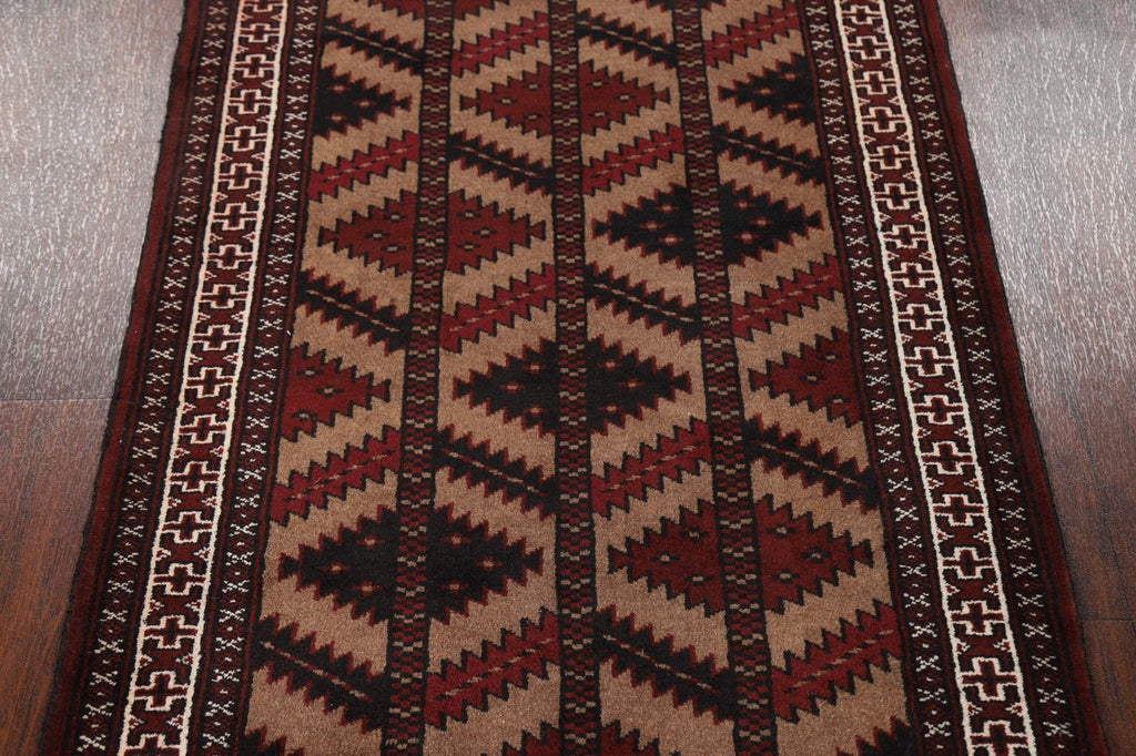 Brown Geometric Balouch Oriental Area Rug 3x4