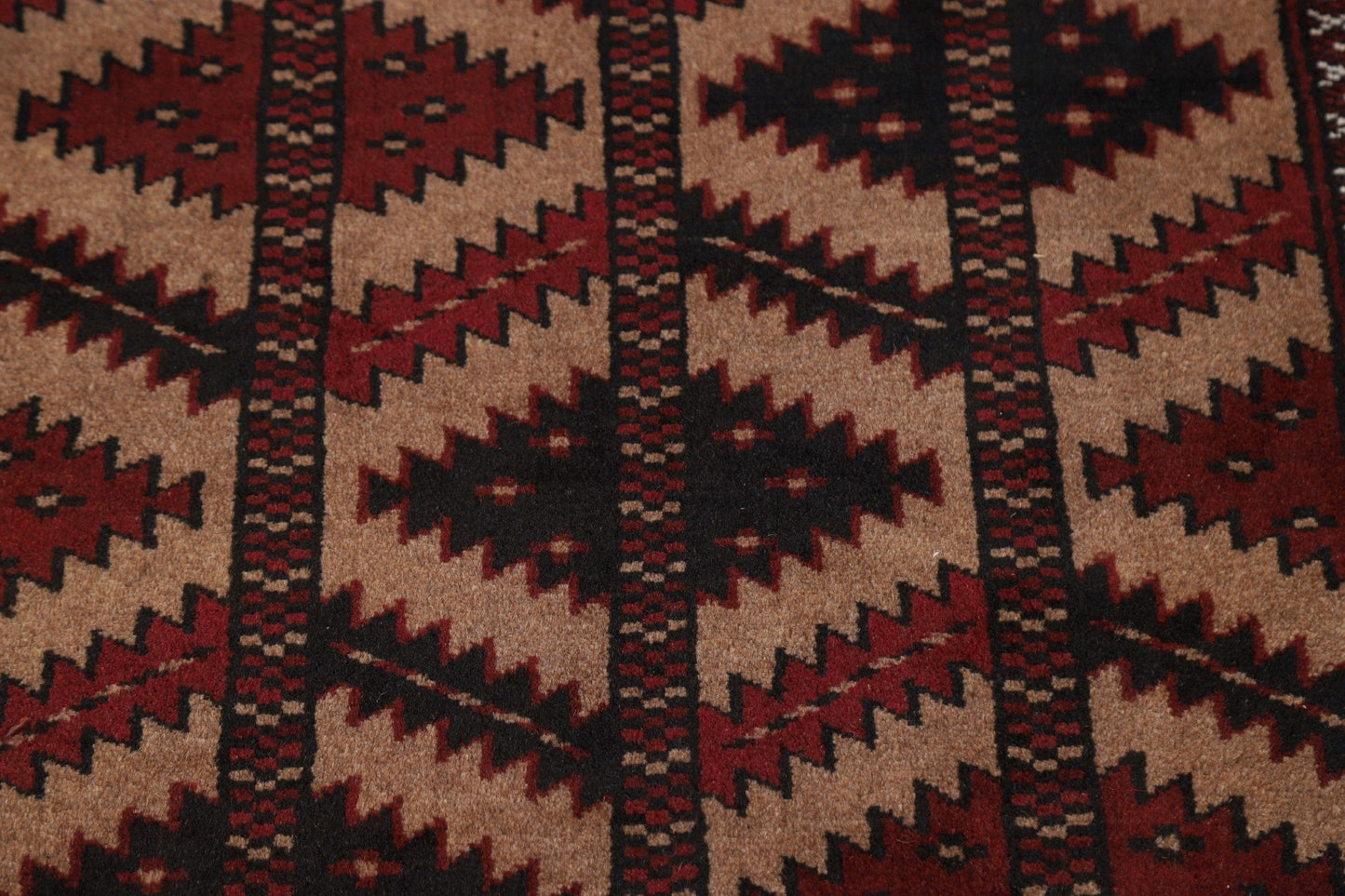 Brown Geometric Balouch Oriental Area Rug 3x4