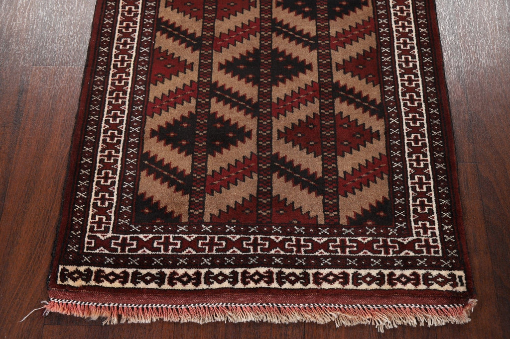 Brown Geometric Balouch Oriental Area Rug 3x4