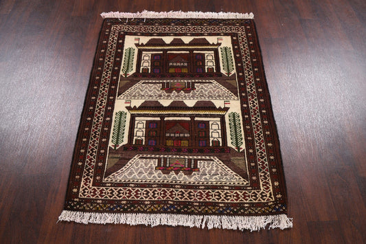 Geometric Balouch Afghan Area Rug 3x4