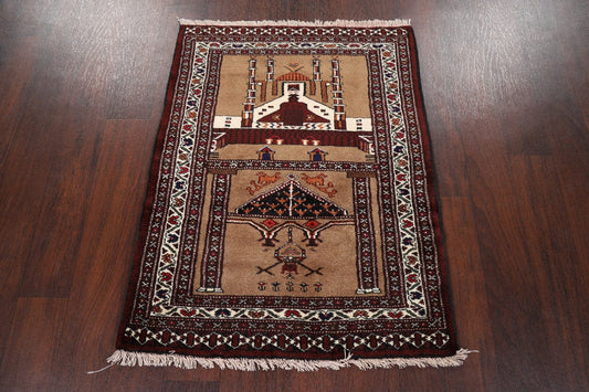 Geometric Balouch Afghan Area Rug 3x3 Square