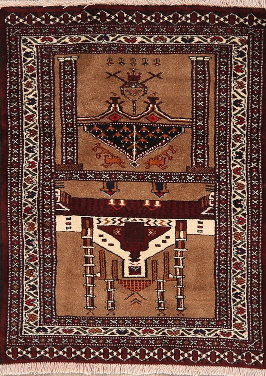 Geometric Balouch Afghan Area Rug 3x3 Square