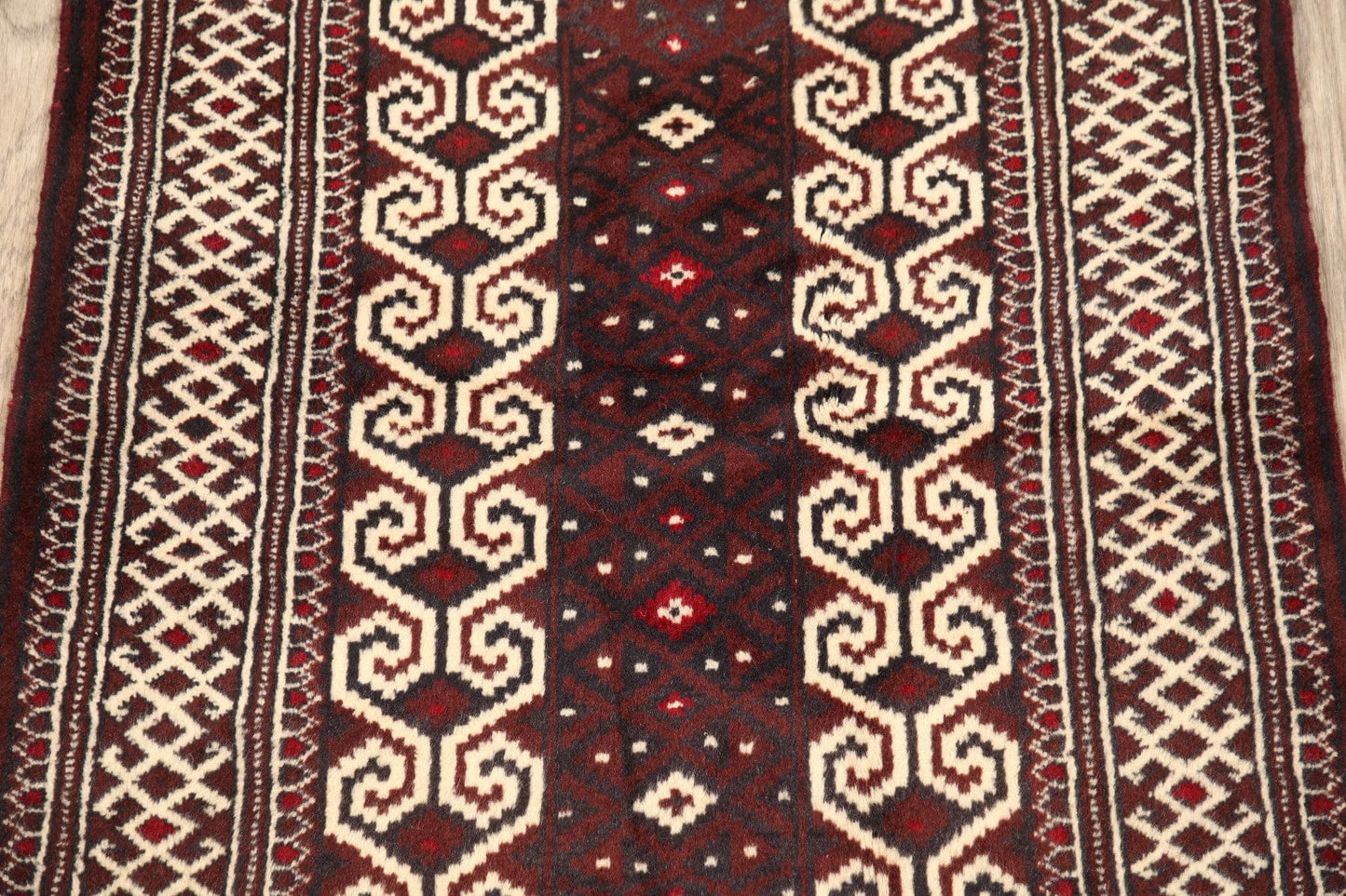 Geometric Red Balouch Oriental Area Rug 3x3 Square