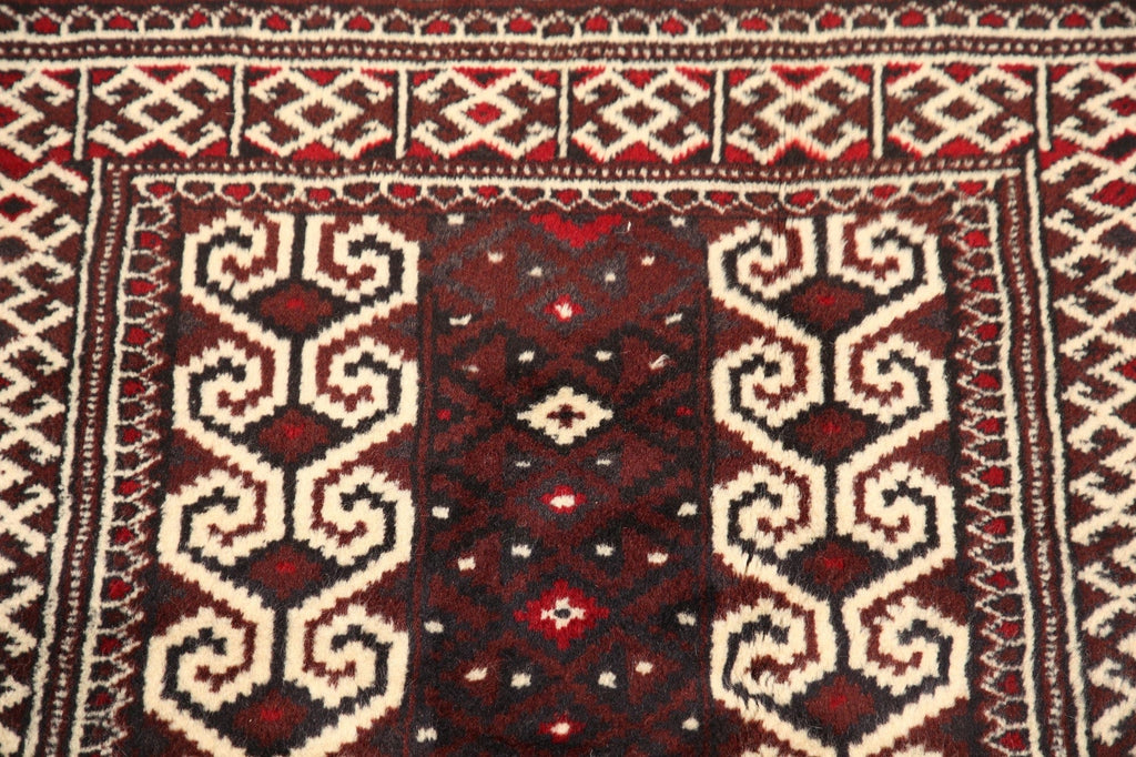 Geometric Red Balouch Oriental Area Rug 3x3 Square