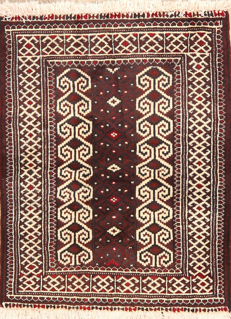 Geometric Red Balouch Oriental Area Rug 3x3 Square