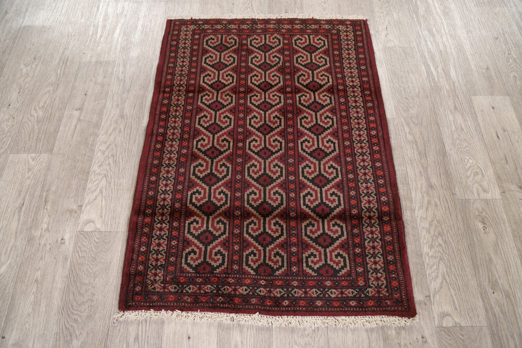 All-Over Geometric Balouch Afghan Area Rug 3x4