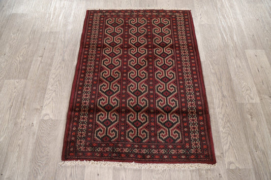 All-Over Geometric Balouch Afghan Area Rug 3x4