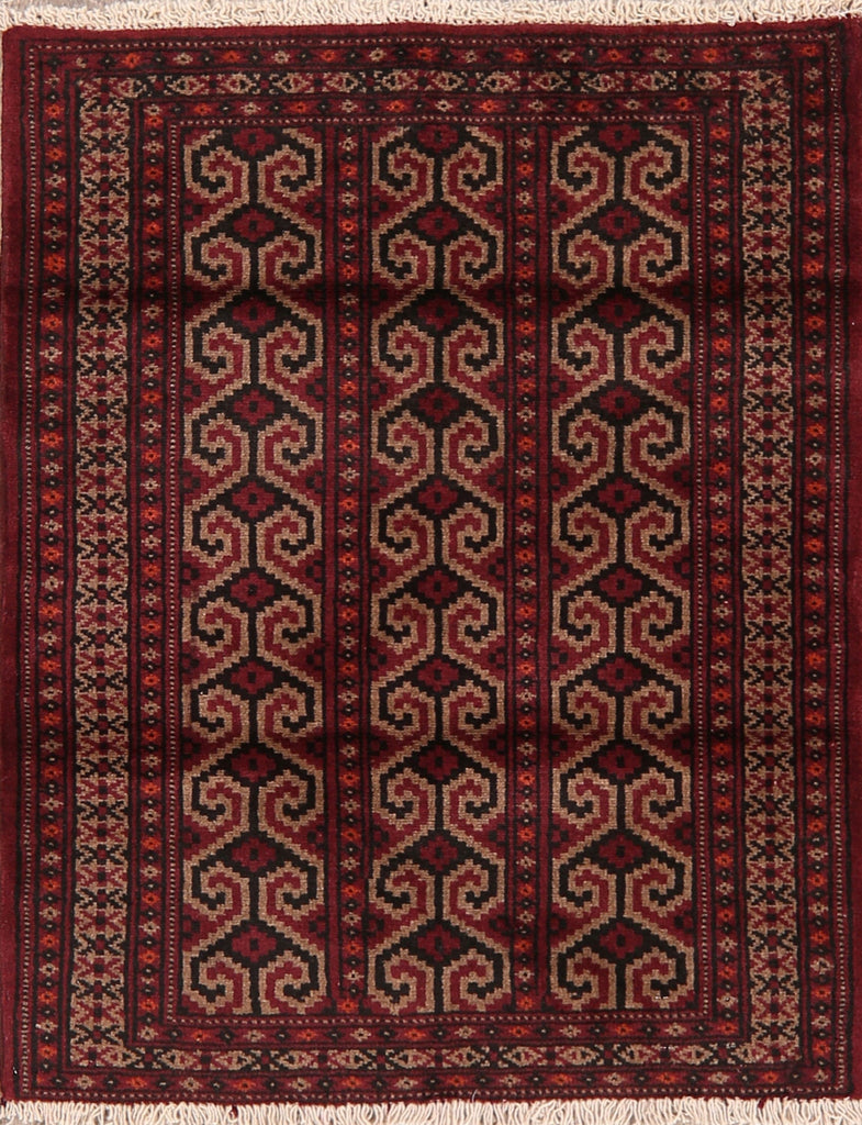 All-Over Geometric Balouch Afghan Area Rug 3x4