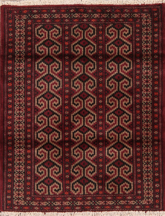 All-Over Geometric Balouch Afghan Area Rug 3x4