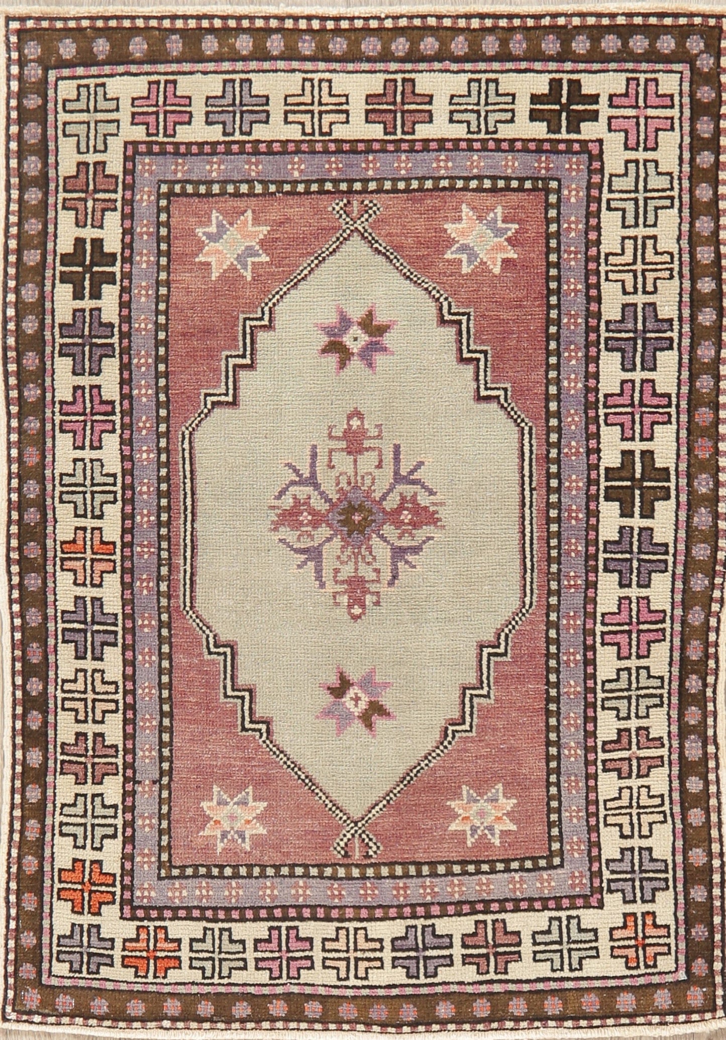 Green Geometric Anatolian Turkish Area Rug 3x4