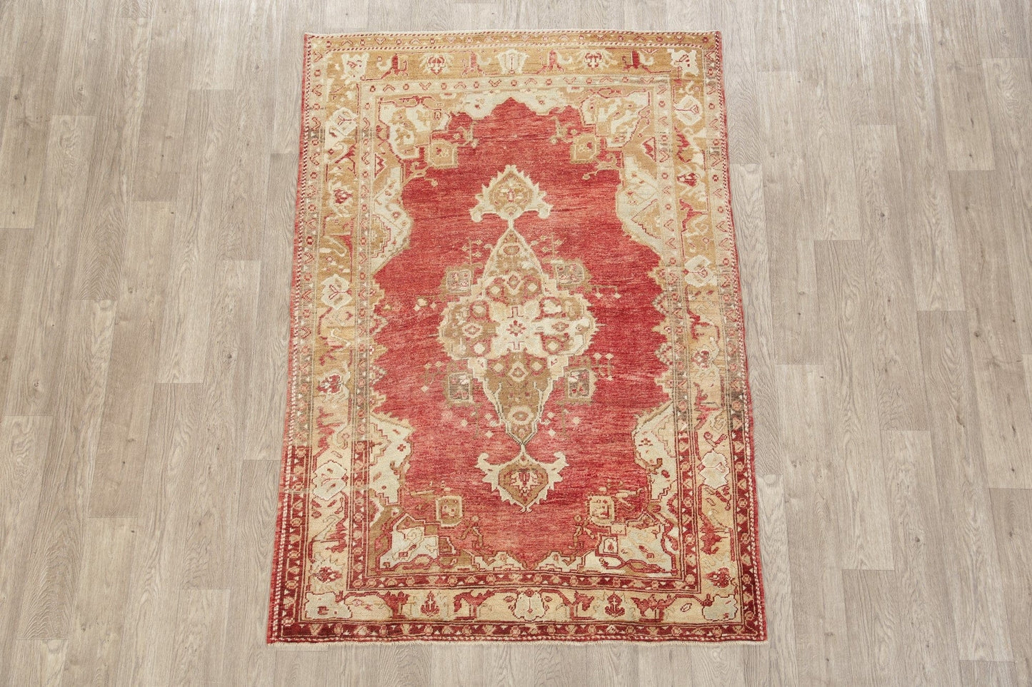 Muted Antique Look Oushak Turkish Area Rug 5x6