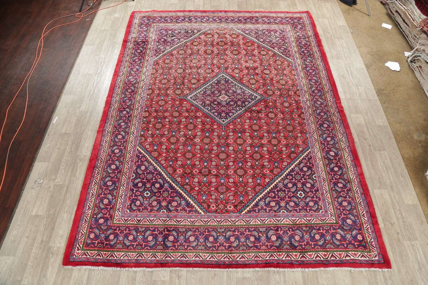 Vintage Geometric Red Mahal Persian Area Rug 9x13