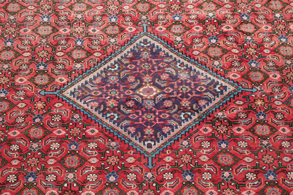 Vintage Geometric Red Mahal Persian Area Rug 9x13