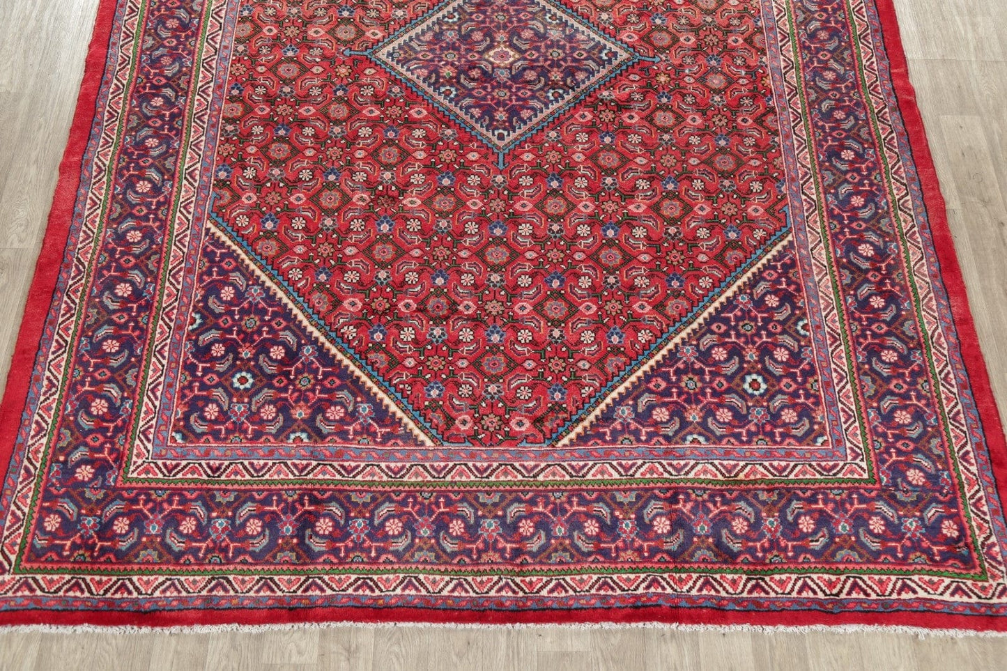 Vintage Geometric Red Mahal Persian Area Rug 9x13