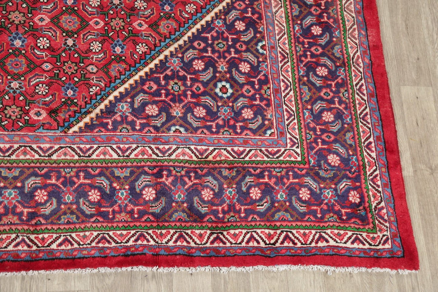 Vintage Geometric Red Mahal Persian Area Rug 9x13