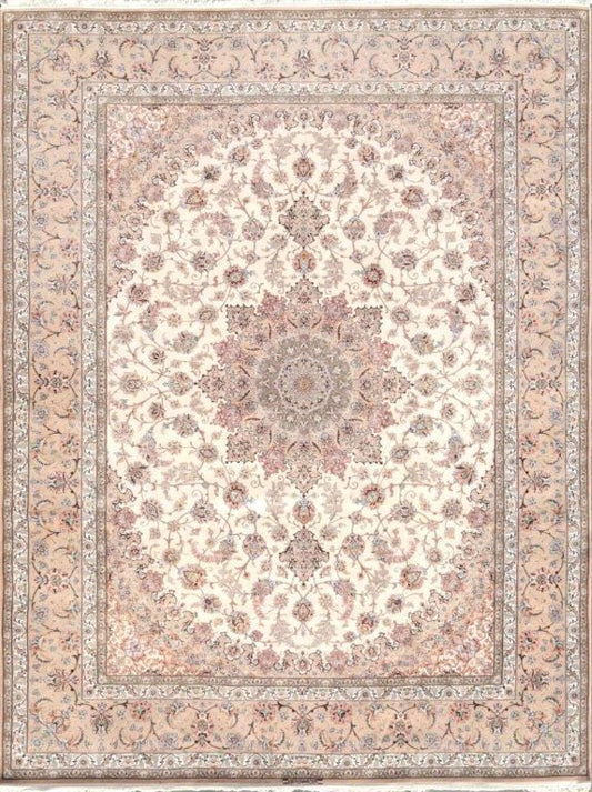 Isfahan Collection Hand-Knotted Wool Area Rug- 10' 0" X 13' 6"