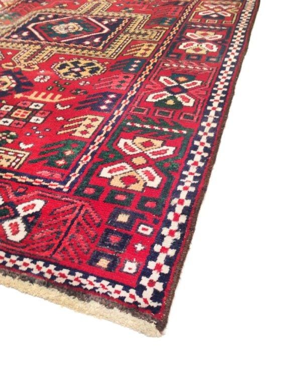 Vintage Karajeh Collection Red Wool Area Rug- 3' 2" X 10' 8"