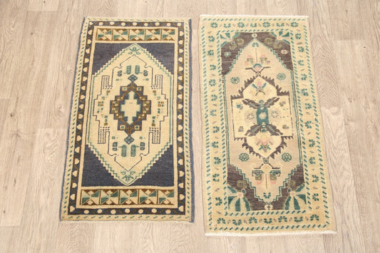 Set of 2 Geometric Oushak Turkish Area Rugs 2x3