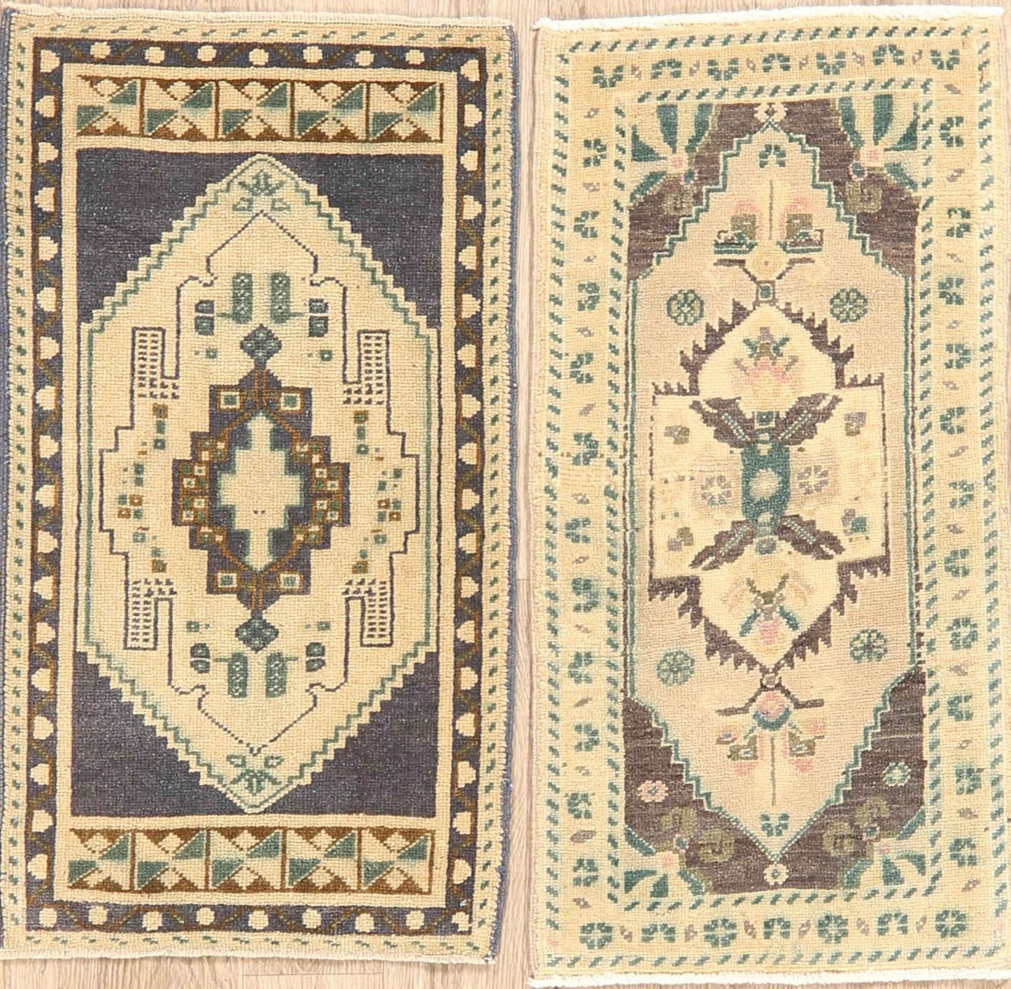 Set of 2 Geometric Oushak Turkish Area Rugs 2x3