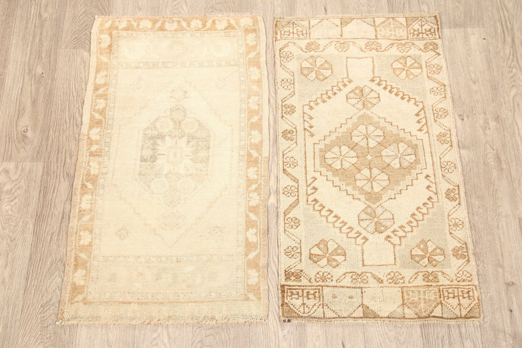 Set of 2 Geometric Oushak Turkish Area Rugs 2x3