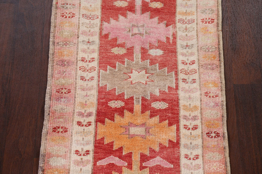 Geometric Red Anatolian Turkish Runner Rug 3x13