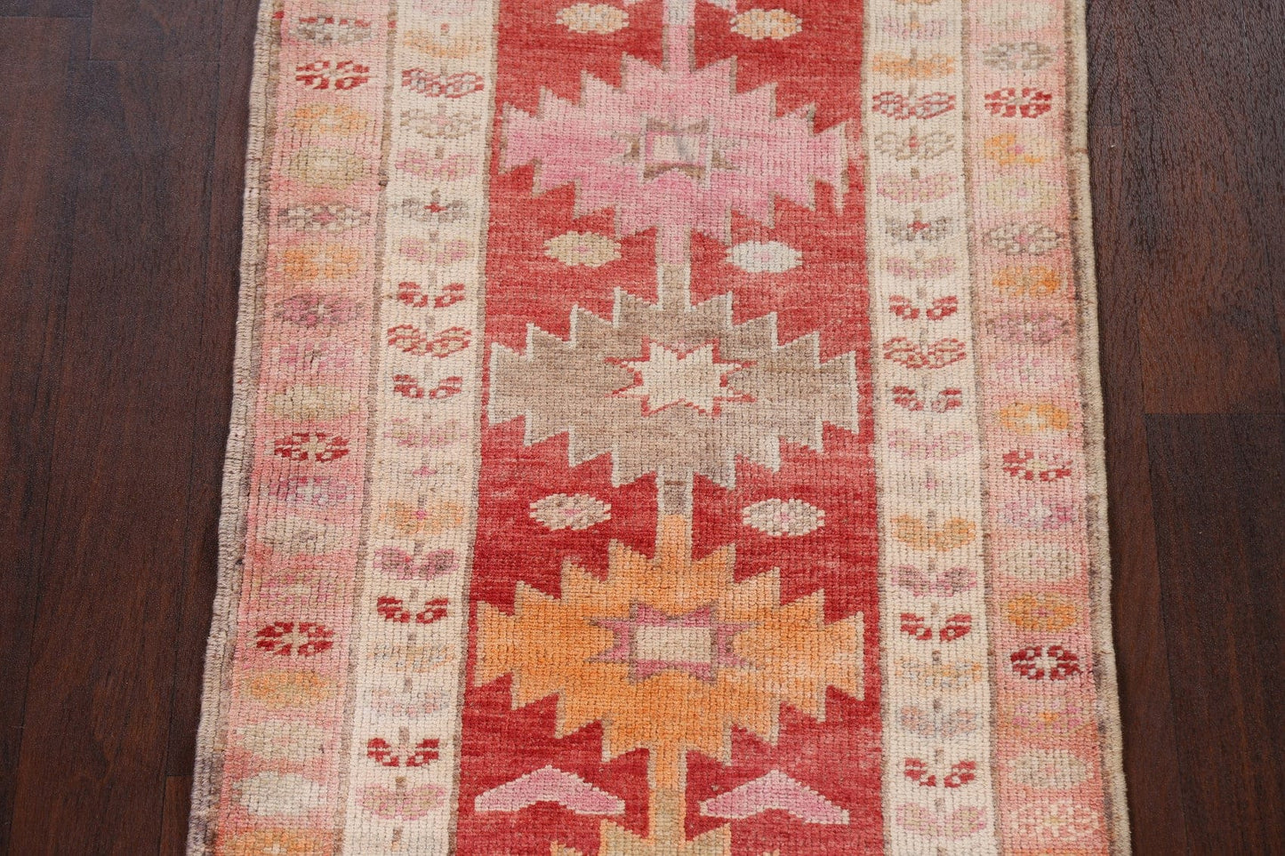 Geometric Red Anatolian Turkish Runner Rug 3x13