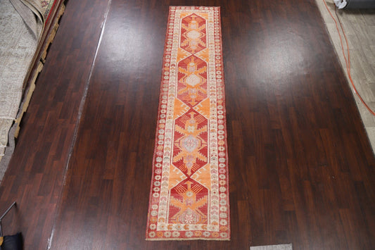 Geometric Red Anatolian Turkish Runner Rug 3x12