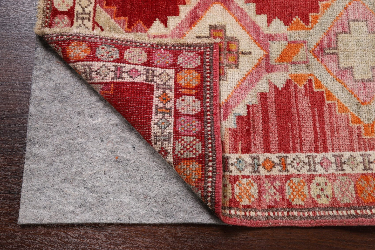 Geometric Red Anatolian Oriental Runner Rug 3x12