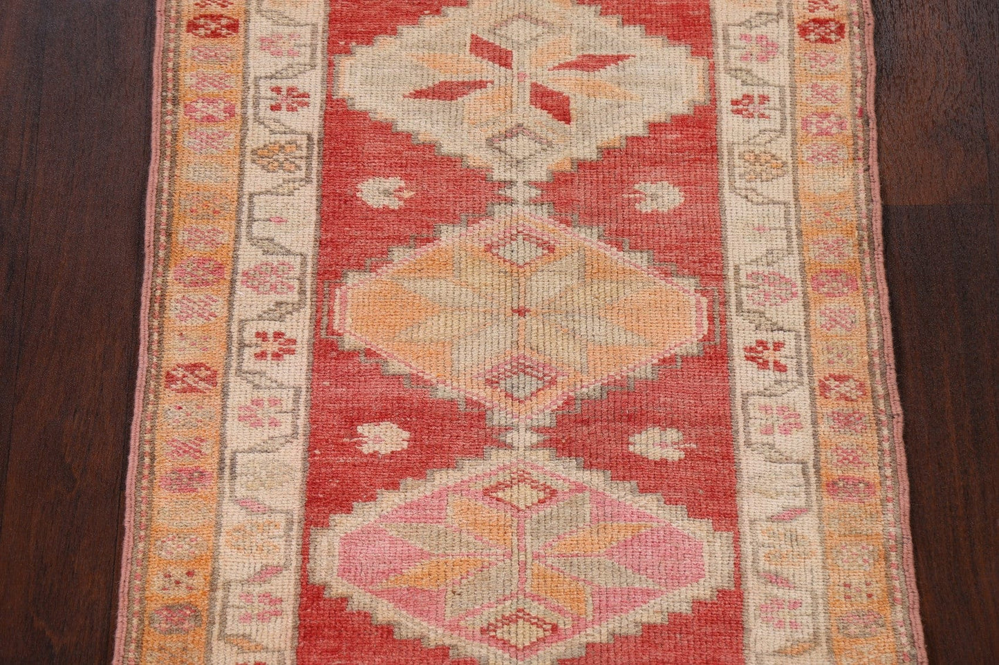 Geometric Red Anatolian Oriental Runner Rug 3x13