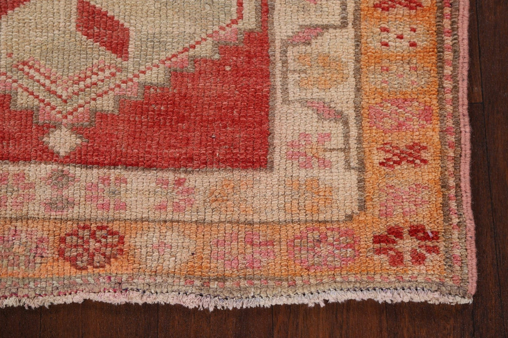 Geometric Red Anatolian Oriental Runner Rug 3x13